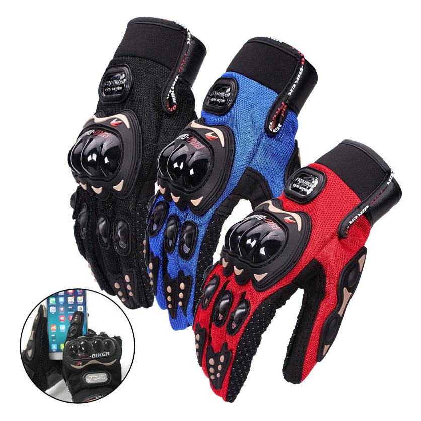 Guantes de motocicleta fuera de carretera primavera y verano completo dedo antideslizante resistente a la gota transpirable pantalla táctil Caballero carreras medio dedo guantes