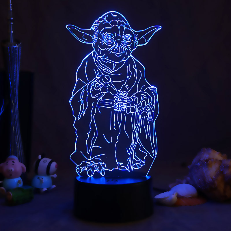 Star Wars 3D noche luz puntada Yoda bebé periférico mano Escritorio de Oficina Decoración Linda lámpara regalo