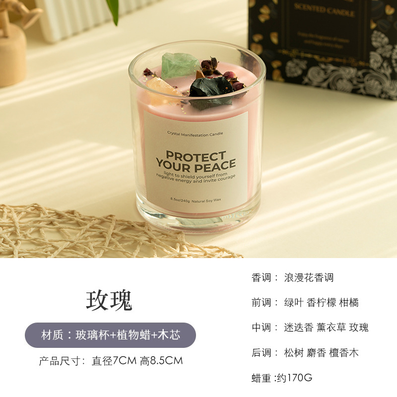 Vaso de vidrio de piedra transfronteriza, vela de soya, aroma romántico, regalo de cumpleaños, decoración del hogar, regalo de mano.