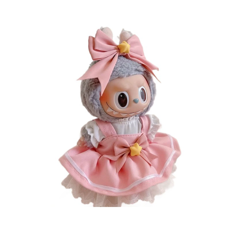 Suitable for labubu plush clothes for sitting parties, first, second and third generation suspender skirt suit