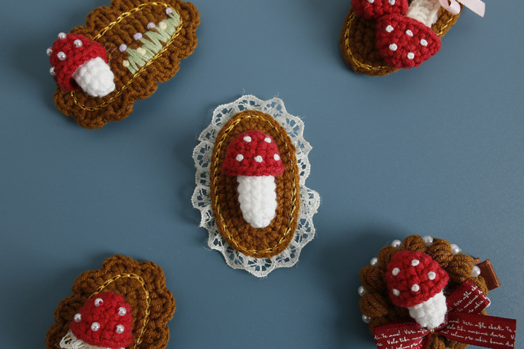 10g Weight Hair Clip Hair Accessories Type 1 Piece Quantity Casual, Daily Occasion yarn Material Mushroom Pattern All Seasons Season Women's Gender Cute, Sweet Style Cute Sweet Women's Mushroom Yarn Hair Clip 8