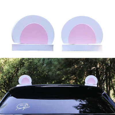 Car Roof Decoration Cat: Body sticker - bear-ears-white-pink
