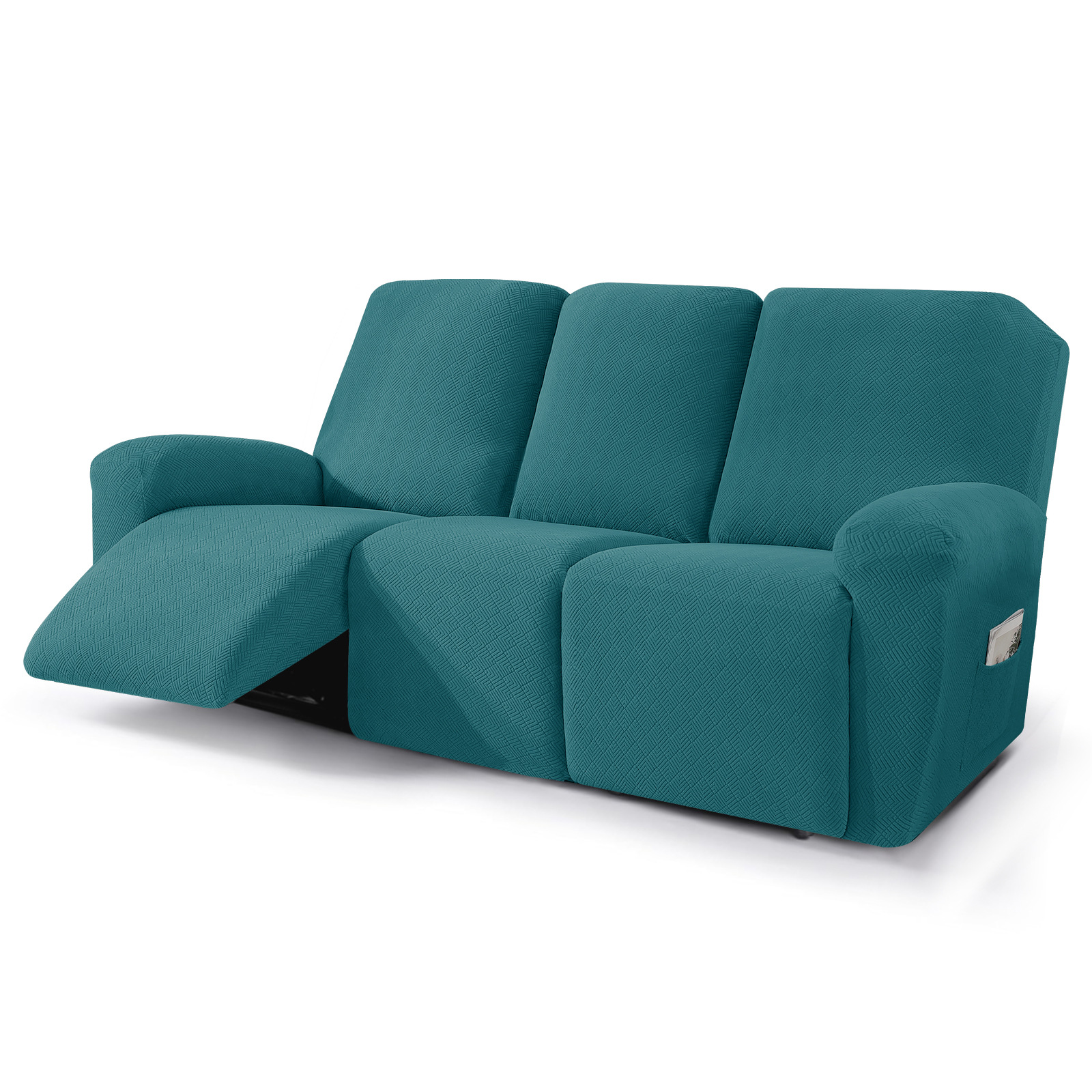 Nueva cubierta de sillón reclinable Jacquard diamante cubierta de sillón reclinable elástica cubierta de sofá de cuatro estaciones con bolsillo cubierta de sillón de masaje de color sólido