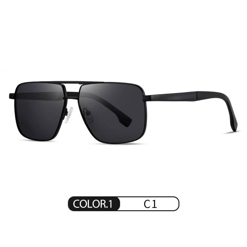Nuevas gafas de sol polarizadas S15109 Gafas de sol de protección solar al aire libre para hombres con montura clásica Gafas de sol de metal de doble haz