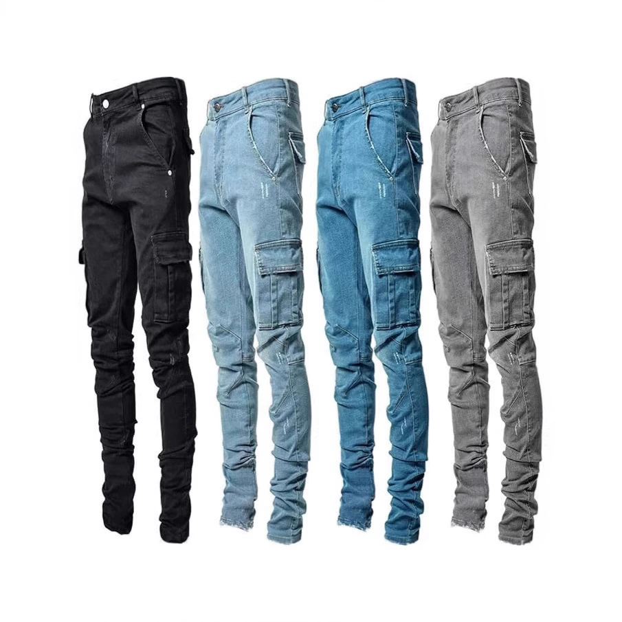Брюки кросс-бордер Amazon AliExpress модные мужские джинсы в стиле хай-стрит европейские и американские
