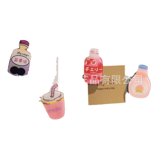 Cute Cartoon Drink Refrigerator Magnet Acrylic Magnet Magnetic Sticker Personalized Creativity
