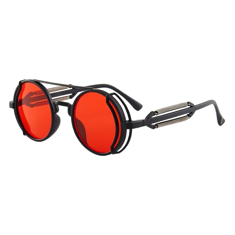 Pc Sunglasses Cyberpunk Double Spring Leg Glasses Fashion Trendy Sunglasses Cross-Border Round Shape Manufacturer Cyberpunk