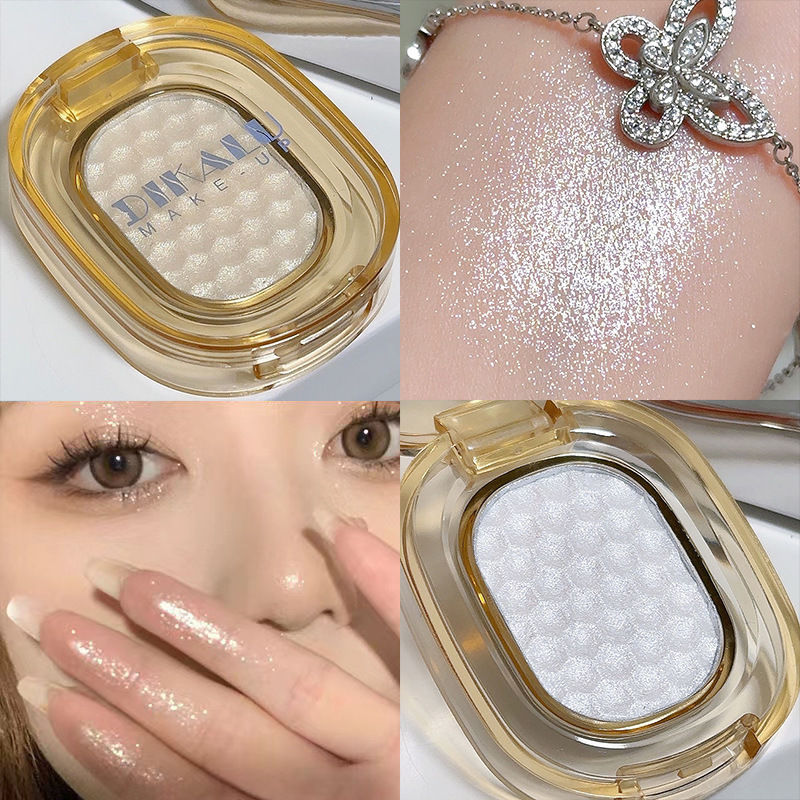 DIKALU puré de papas monocromático mochi ojos de gusano de seda de alto brillo iluminan la sombra de ojos de lentejuelas nacaradas de color blanco puro