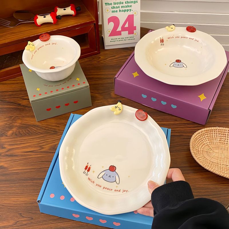 かわいい漫画のセラミックプレートインスタイルの高価値デザートプレートホームプレートと食器セット餃子プレートと野菜プレート|undefined
