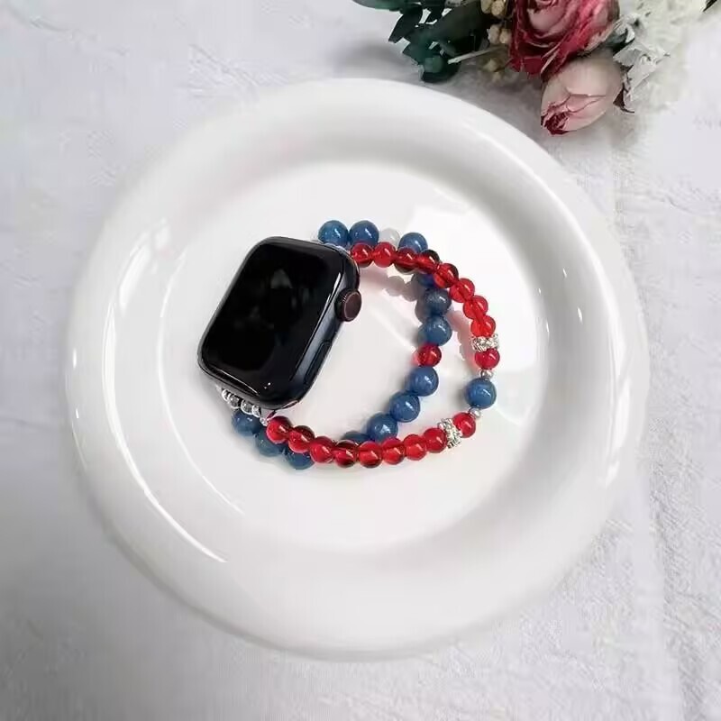 Suitable for iWatch S10 Apple Watch Strap New Model S9 High-End Style S8 Beaded S7 Bracelet Women's Wristband