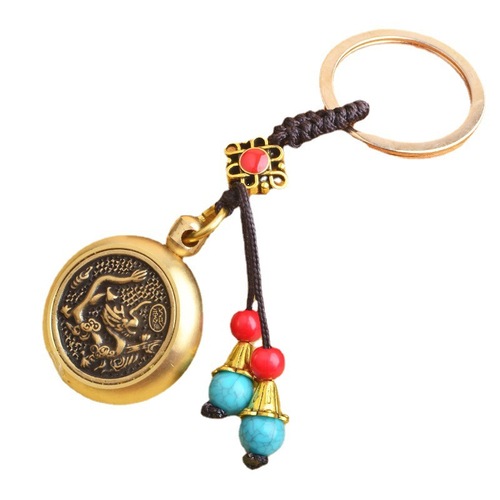 Brass twelve zodiac money transfer handle pieces Chinese knot pendant couple car key chain pendant into treasure decompression transfer