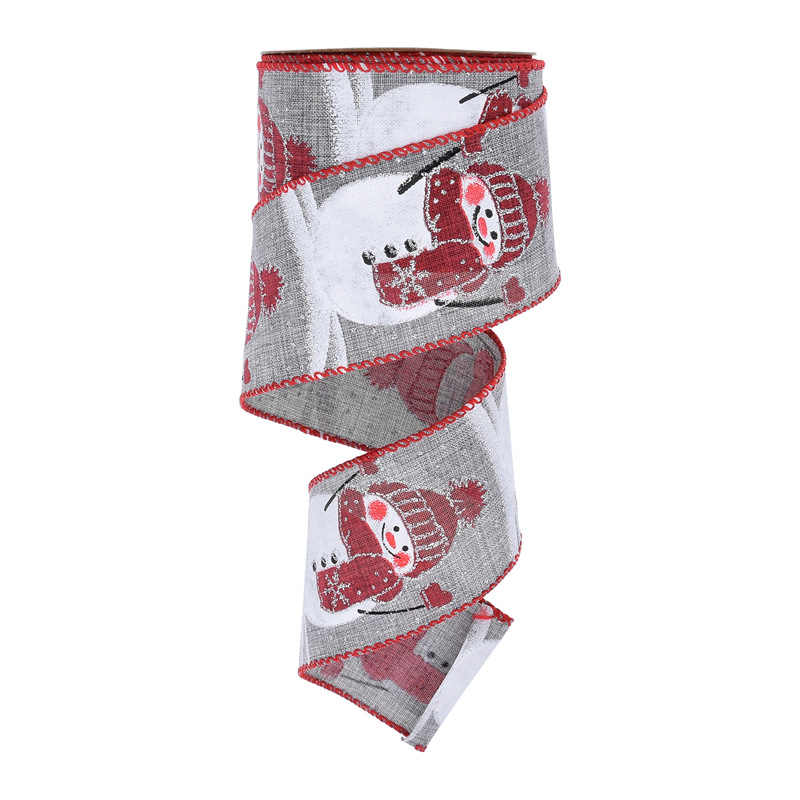 63mm Amazon transfronterizo nuevo muñeco de nieve bebé copia borde cáñamo cinta arco material Navidad guirnalda cáñamo cinta