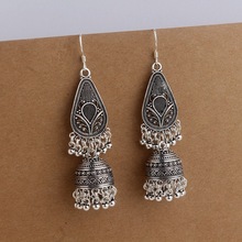 黑泰银饰复古民族风泰银手工耳饰S925银夸张耳环印尼风流苏耳坠女
