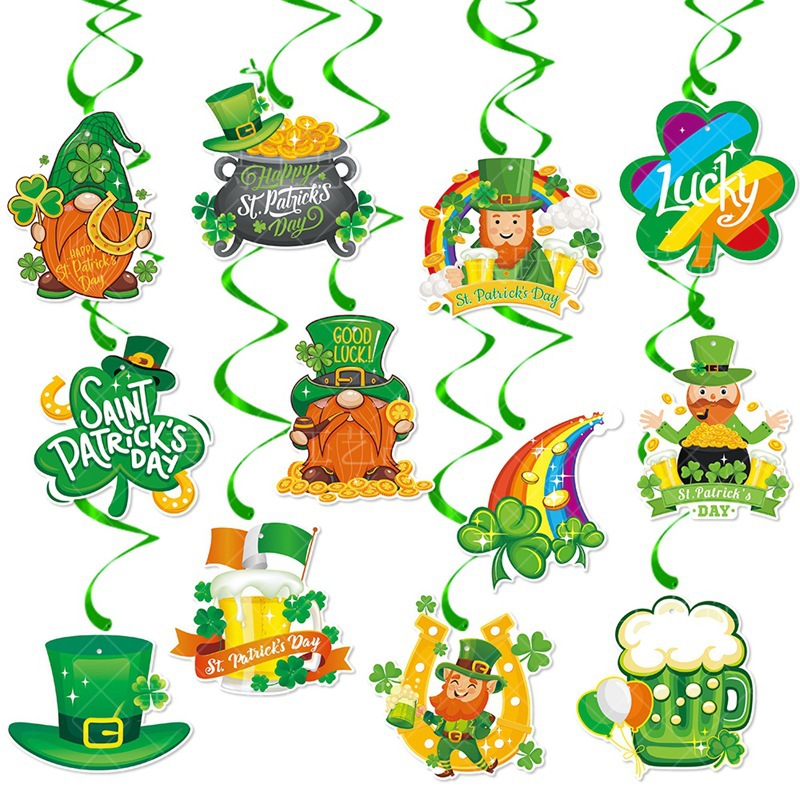 Día de San Patricio transfronterizo decoración espiral de decoración de fiesta de vacaciones irlandés enano adorno colgante