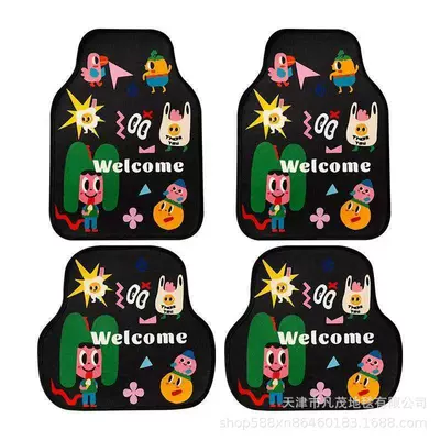 Car Decoration, Crystal Velvet, Non-Slip, Avtomobil döşəmə paspasları - cartoon-floor-mat-1-set-of-four-5055-cm-crystal-velvet