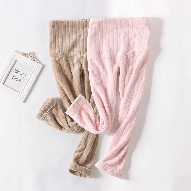 Коралловые бархатные брюки для беременных Коралловые бархатные брюки для беременных Плюшевые толстые свободные осенние и зимние брюки для беременных