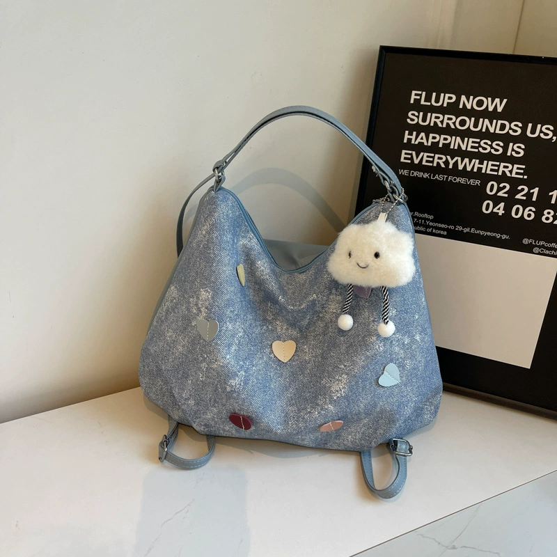 Туника на одно плечо женская летняя сумка, западный стиль, аппликация в форме сердца и подвеска-талисман