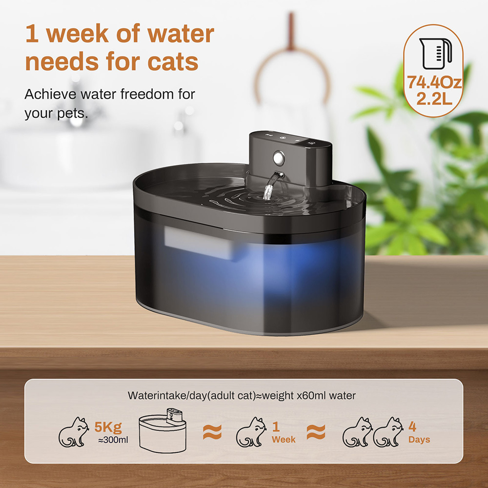 Bebedor de agua de inducción automática para mascotas Bebedor de agua inalámbrico para gatos de alta capacidad de circulación automática de agua viva para mascotas tazón de agua