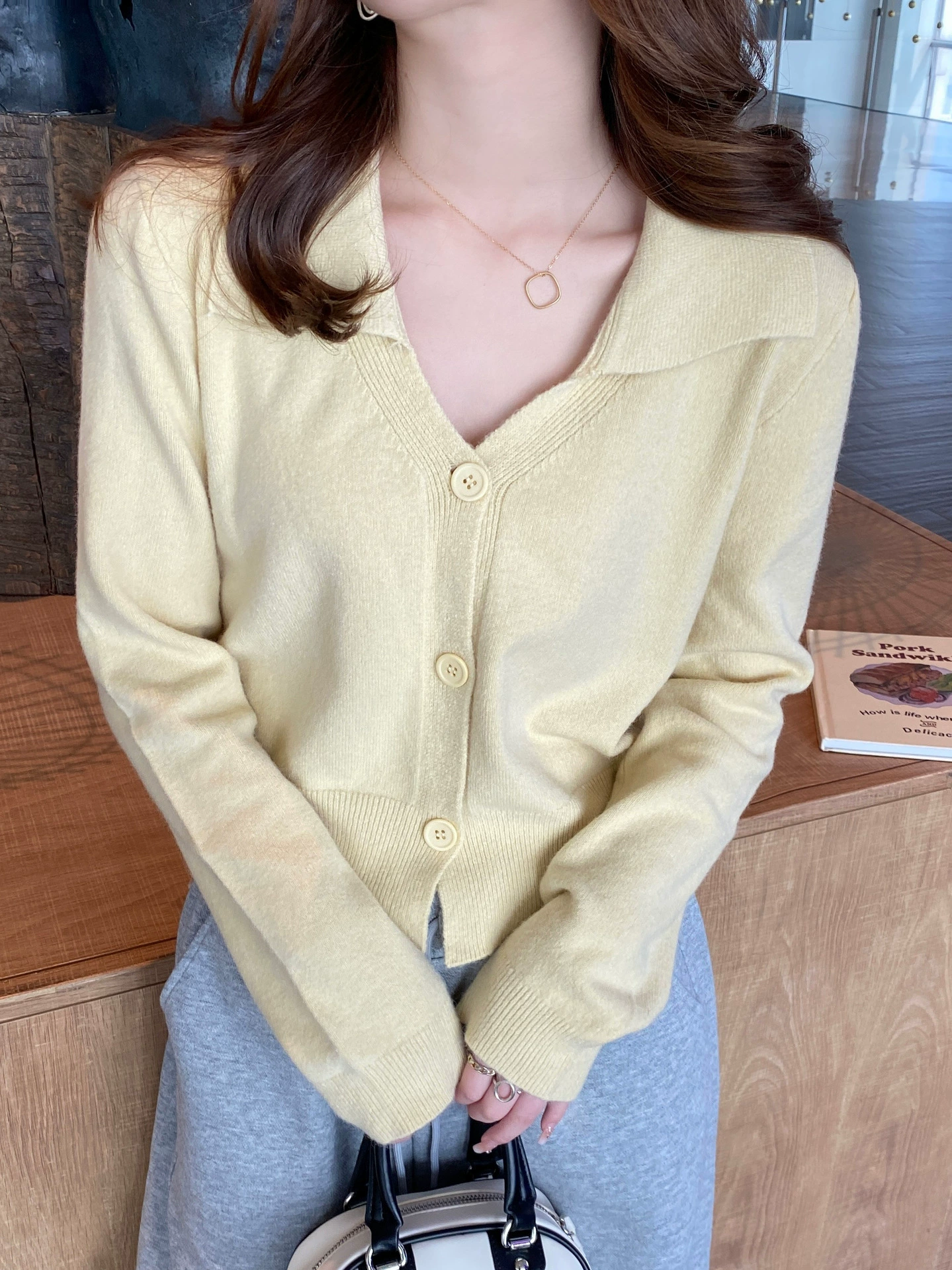 Long set, cardigan, sweater, knitted long-sleeve