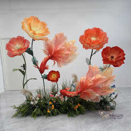 巨型纸艺锦鲤大型成品花婚庆装饰高端橱窗新年装饰品氛围锦鲤布置