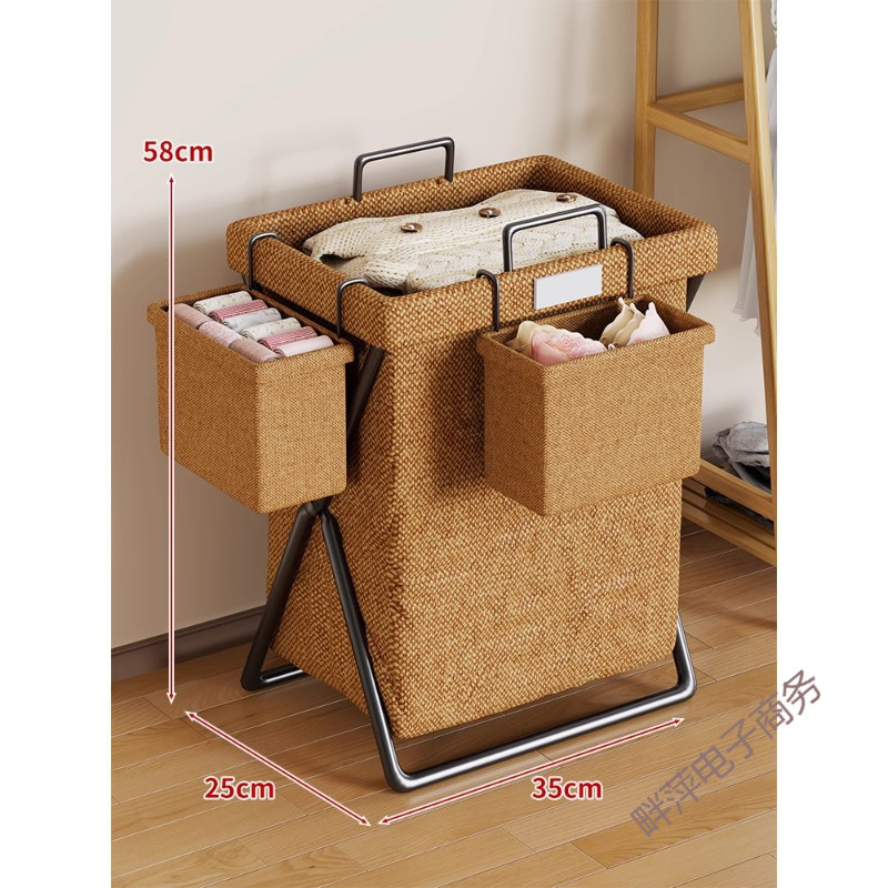 Foldable Laundry Basket, foldable bedroom storage bin, fabric hamper with side sock pocket, multi-size