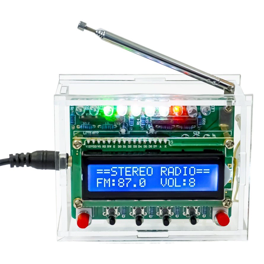 Цифровой FM-радиоприемник DIY-комплект TJ-56-634 с индикатором уровня, микроконтроллер 51, RDA5807