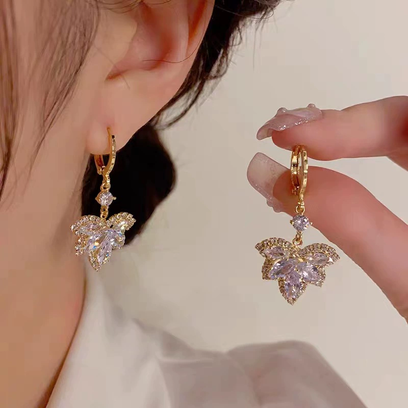 Милые серьги, утонченная серебряная игла, With diamonds, высокий качество стиля, образец серебро 925, стиль лёгкой роскоши