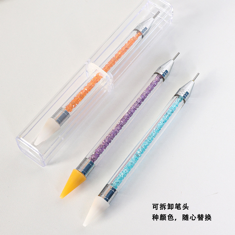 Manicura pluma de taladro de doble cabeza manicura pluma de silicona pluma de fototerapia herramienta de manicura pluma de pintura pluma extraíble pluma de taladro pegajoso