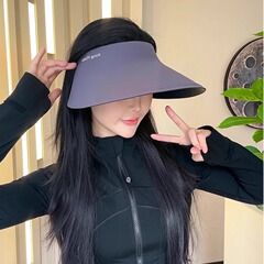 無痕アップグレード一体日焼け止め帽子女性夏紫外線防止アウトドアスポーツの大きなつば調節可能な空トップ日よけ帽子