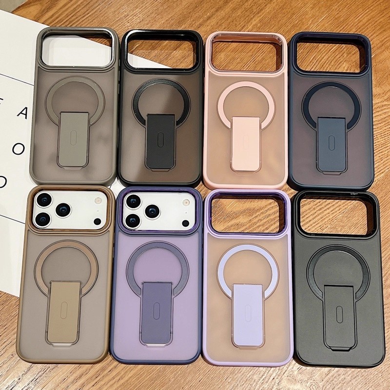 适用iPhone17PROMAX磁吸支架手机壳苹果16磨砂肤感金属镜头保护套|undefined