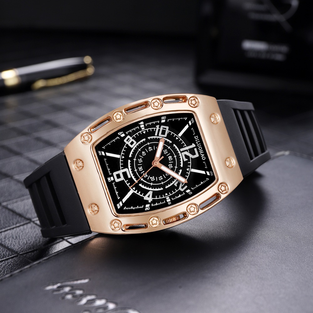 horedar 크로스보더 Temu 남성용 43mm 대형 다이얼 실리콘 밴드 아날로그 쿼츠
