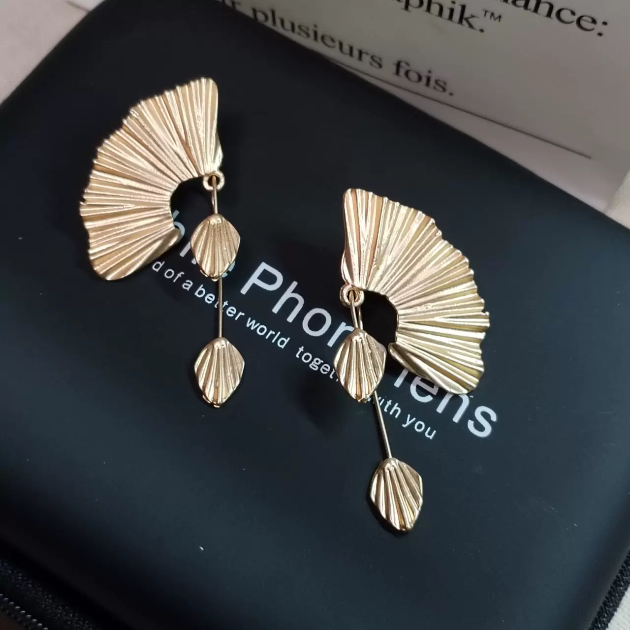 苏心925银针简约长款冷淡风耳环女百搭韩国扇形耳坠网红气质耳饰