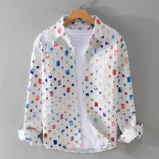 Grade Sense Ripped Shirt Jacket Coat Spring and Autumn Trendy Brand Yipi Handsome Teenager Long Sleeve Shirt