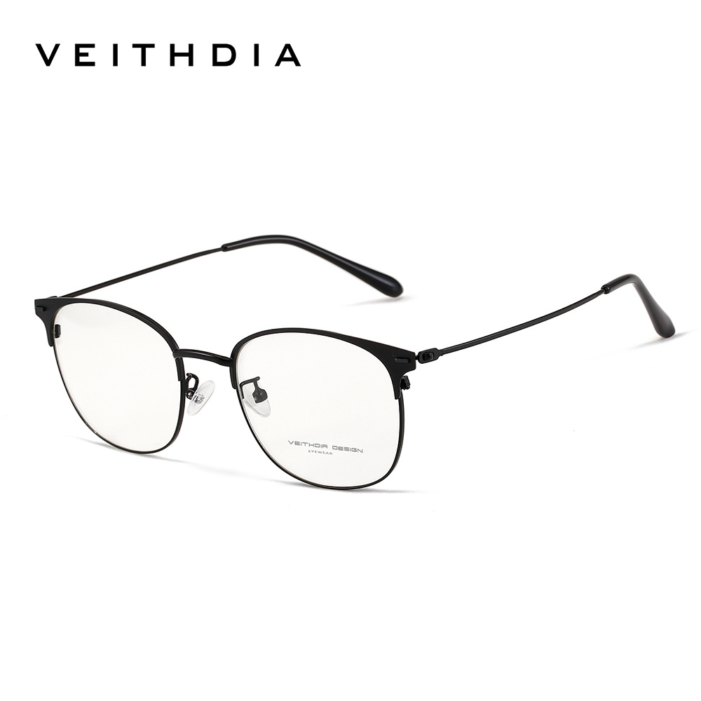 Marco de lente de miopía óptica anti-luz azul de apertura de marco de metal de marco completo para hombres y mujeres, lugar cómodo de negocios simple 1001