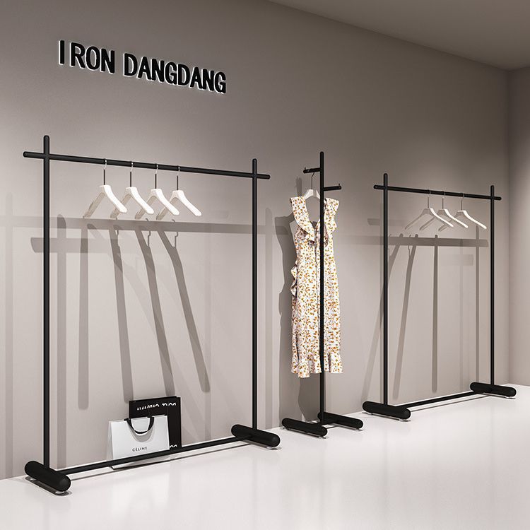 Clothing Store Display Rack Floor-to-Floor Shelf Men's and Women's Clothes Display Rack Black Iron Art Nakajima Rack Live Room Hanger