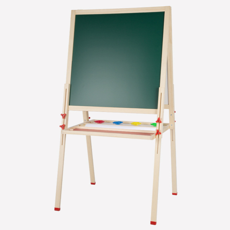 Uno de dos pasos tablero de dibujo para niños de madera maciza tablero de escritura magnético pizarra tablero de dibujo educación temprana tablero de graffiti ajustable al por mayor