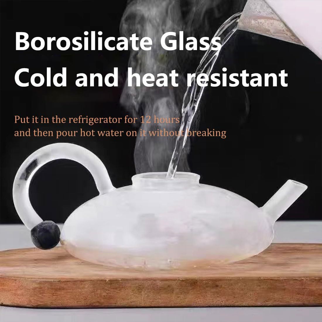 Tetera de vidrio Juego de té de vidrio resistente al calor Filtro resistente a altas temperaturas para el hogar Café Compartir Tetera de flores de té