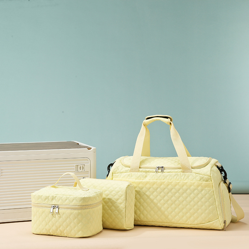 Bolsa de viaje separación seca y húmeda de zapatos independientes bolsa de yoga logotipo personalizado ajustable barra de tracción bolsa de tres piezas conjunto