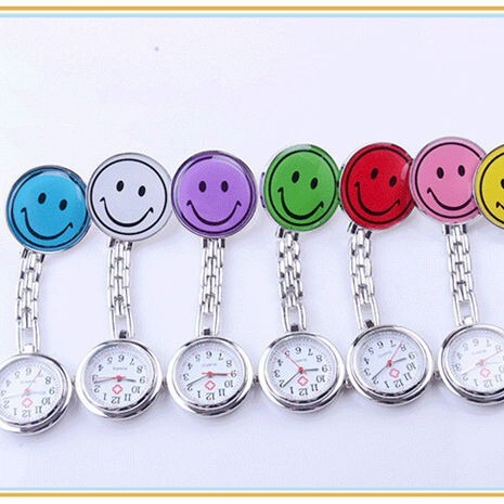 Factory wholesale smiling nurse watch round multi-color nurse watch for students boys and girls exam pocket watch medical wall clock necklace watch
