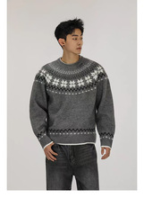 圆领毛衣针织衫男潮牌帅气秋冬季打底衫2024新款男士气质修身上衣