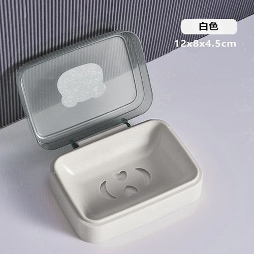 Creative flip-top soap box, simple transparent plastic drain box, household dormitory soap box, bathroom balcony soap box