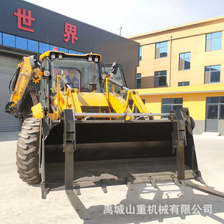 776轮式反铲装载机 四轮转向 螃蟹行走 H型支腿 工作稳定