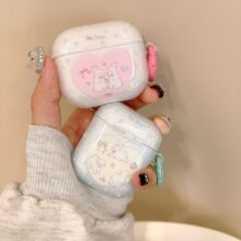 爱心兔子适用airpods pro2苹果蓝牙无线1/2/3代耳机套可爱软情侣