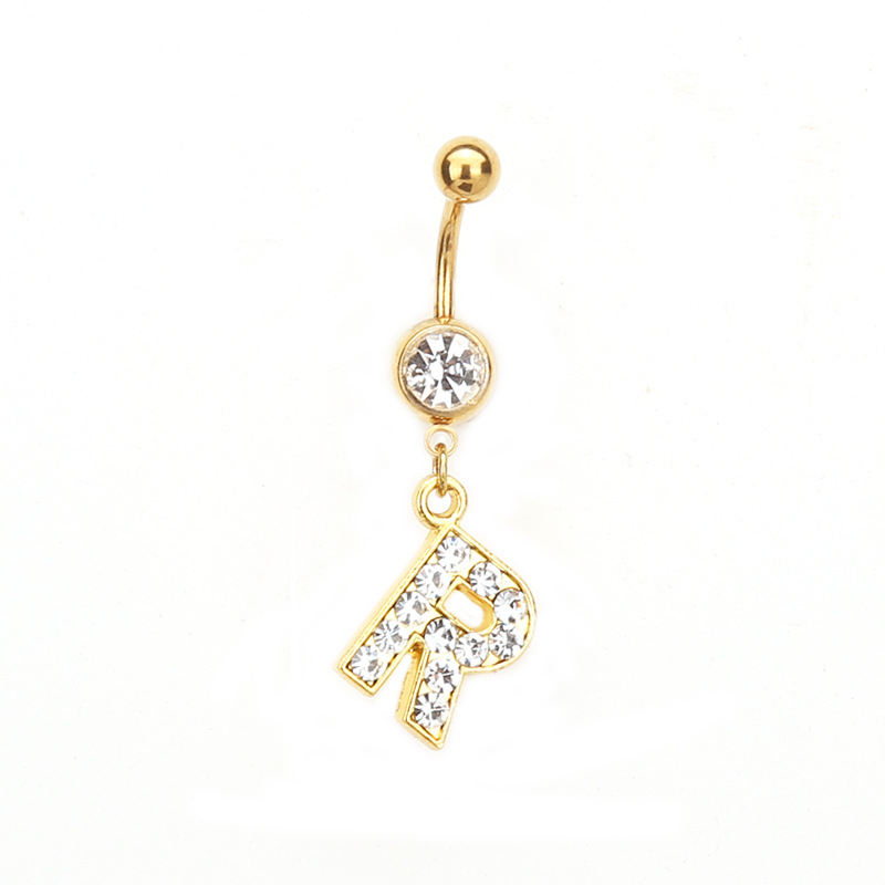 Oro letras inglesas A- Z anti-alergia cuerpo piercing joyería de las mujeres ombligo clavo ombligo anillo AliExpress deseo