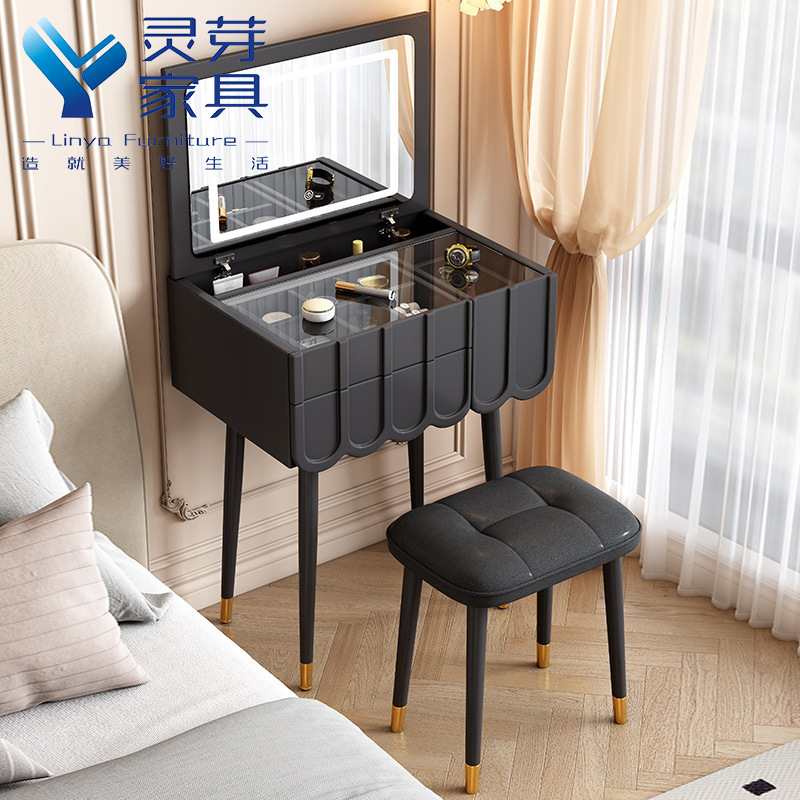 Solid Wood Cream Style Solid Wood Dressing Table Light Luxury High-end Bedroom Modern Simple Mini Internet Famous Light Luxury Makeup Table