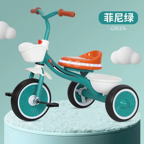 Children's tricycle with rear bucket 2-6 years old boys and girls bicycle with music and light baby boy bicycle stroller