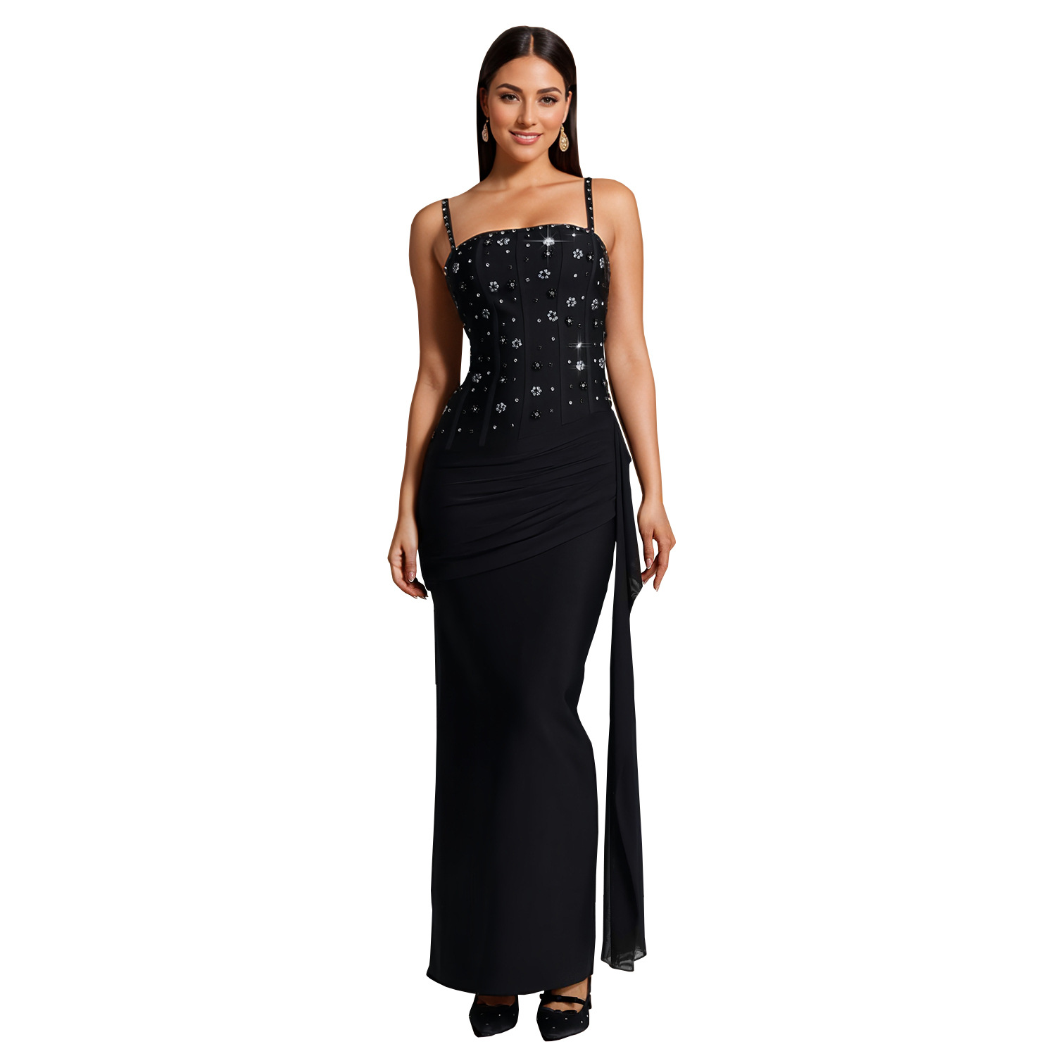 C7775 transfronterizo 2026 nueva ropa de mujer caliente perforación cabina vestido de noche cabina banquete anfitrión vestido de cadera image 7