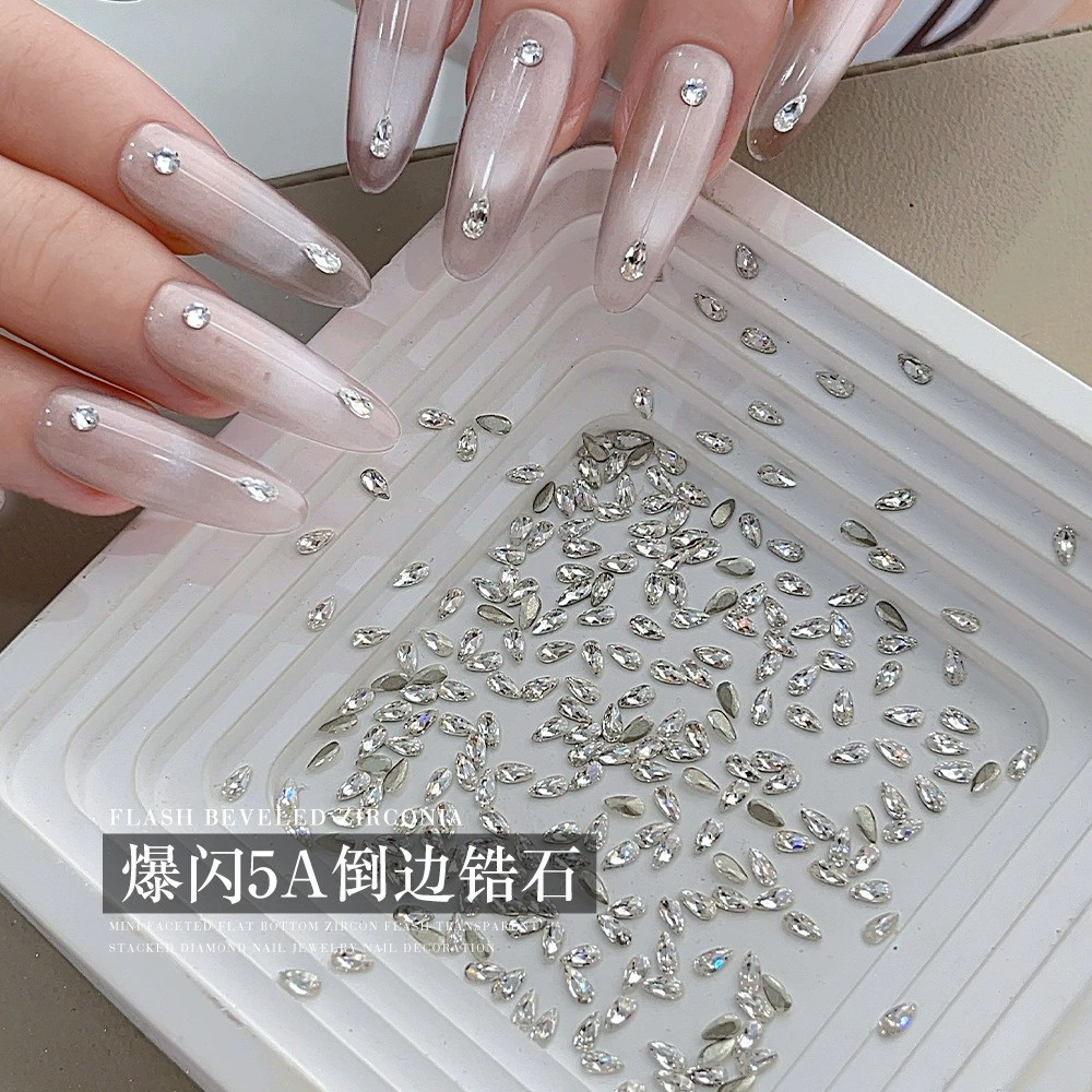 Украшения для ногтей с бриллиантами, мини-капля воды, циркон, плоская нижняя часть, бриллиантовый бутик, бриллианты специальной формы, супер-флэш 5А, скошенный край, циркон, ювелирные изделия для дизайна ногтей, оптовая продажа