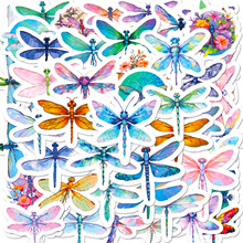 50張五彩蜻蜓貼紙可愛昆蟲貼畫卡通蜻蜓塗鴉貼紙個性手賬貼紙外貿