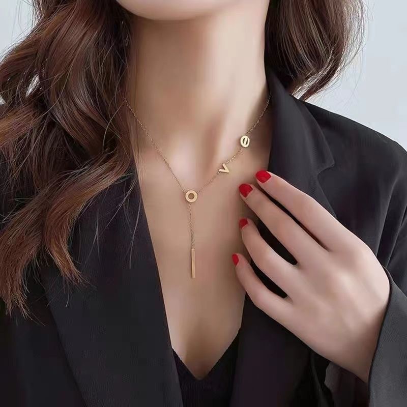 (2개) 국경 목걸이 전신 티타늄 스틸 목걸이 18K 전기 도금 알레르기 펜던트 패션 고급 달콤한 한국 팬 머리카락
